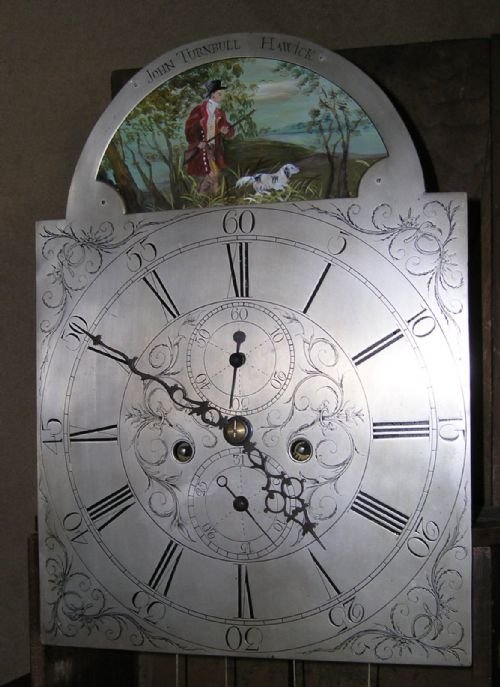 fig 2. 18th Cent Mahogany Silvered Dial 8 Day Longcase Clock